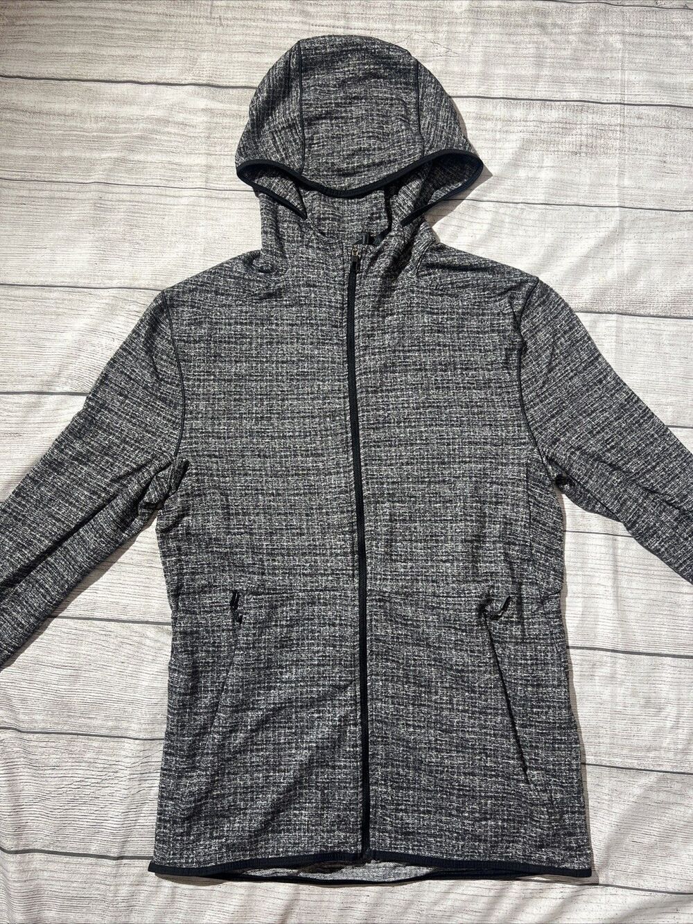 Lululemon Surge Warm Hoodie Mens Heathered Gray Full Zip Stretch Rulu Run Sz XS